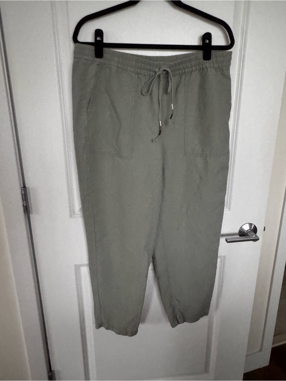 J. Crew Olive Green Cropped Drawstring linen Pants